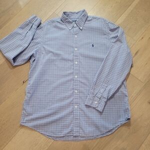Ralph Lauren Shirt Men's sz XL Blue Plaid Classic Fit Button Down Long Sleeve